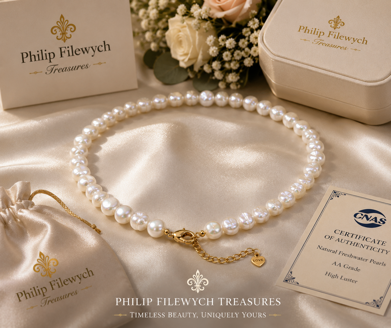 Pearl-26--AA Grade White Freshwater Baroque Pearl Necklace – 42 cm