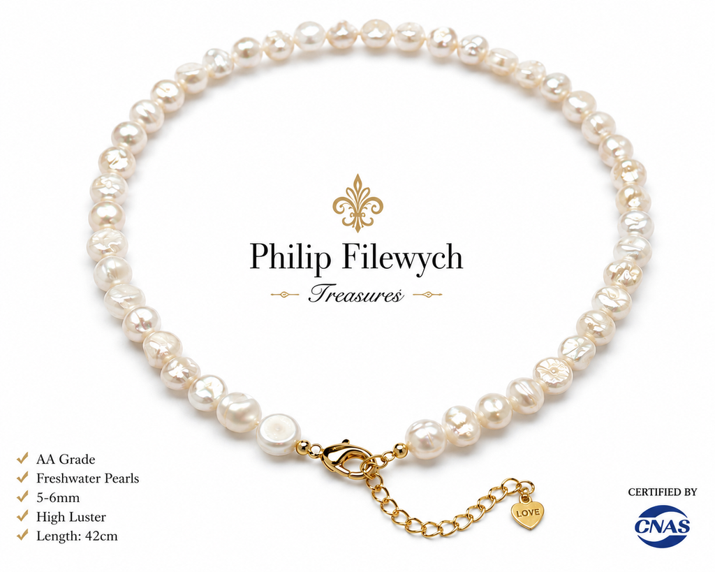 Pearl-26--AA Grade White Freshwater Baroque Pearl Necklace – 42 cm