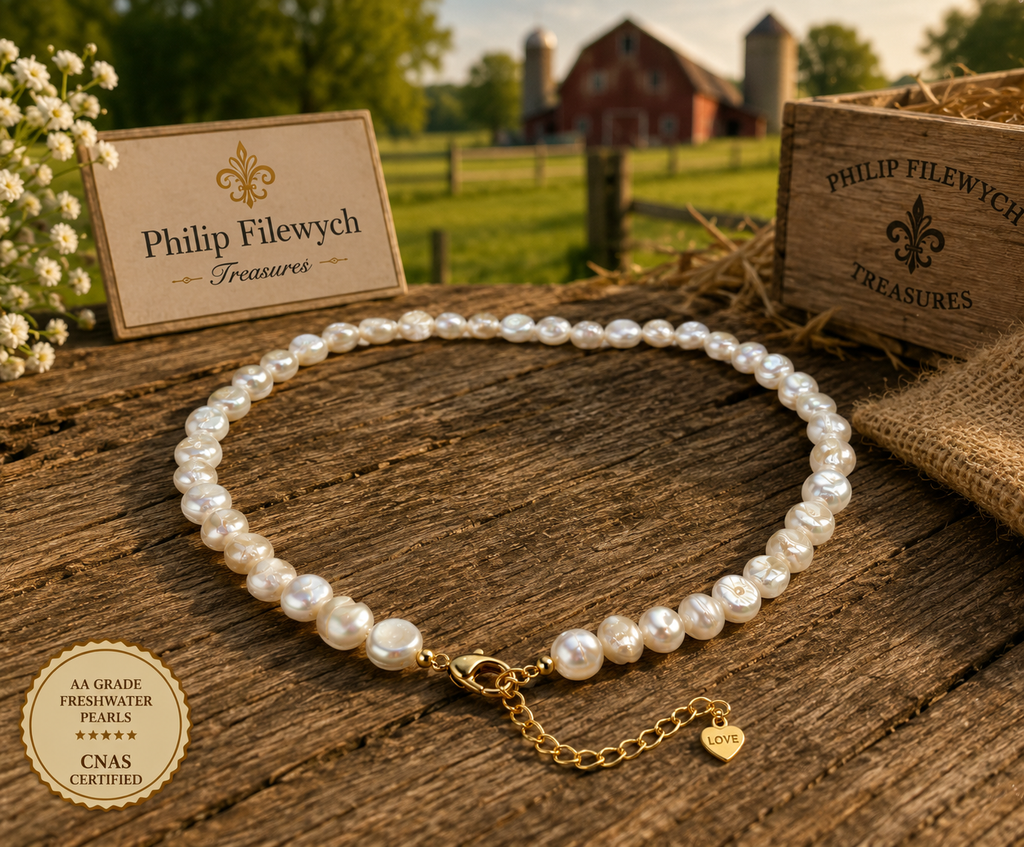 Pearl-26--AA Grade White Freshwater Baroque Pearl Necklace – 42 cm