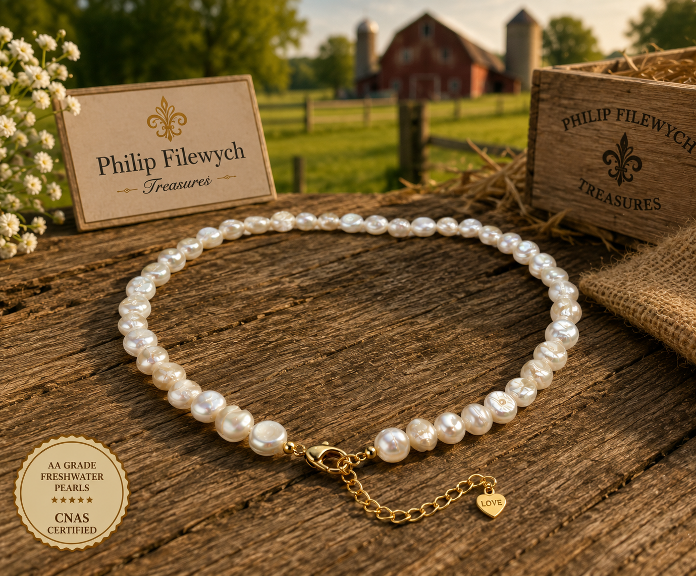Pearl-26--AA Grade White Freshwater Baroque Pearl Necklace – 42 cm