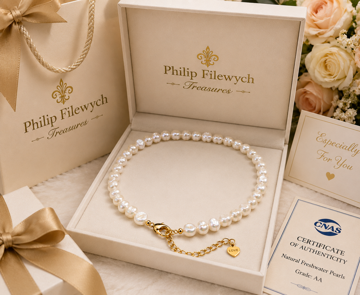Pearl-26--AA Grade White Freshwater Baroque Pearl Necklace – 42 cm