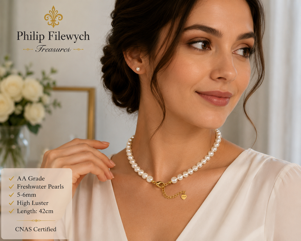 Pearl-26--AA Grade White Freshwater Baroque Pearl Necklace – 42 cm