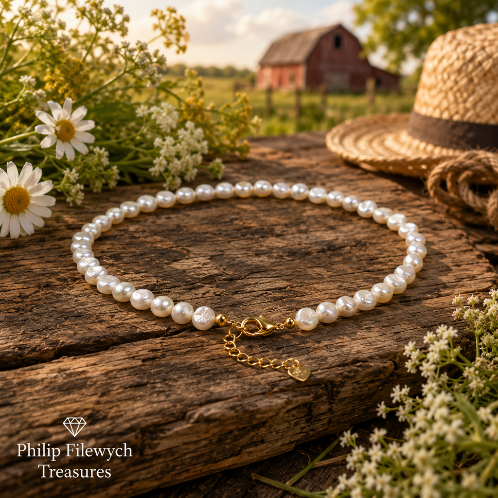 Pearl-27--AA Freshwater White Pearl Choker Necklace 36cm