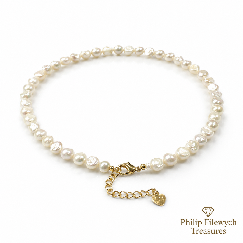 Pearl-27--AA Freshwater White Pearl Choker Necklace 36cm