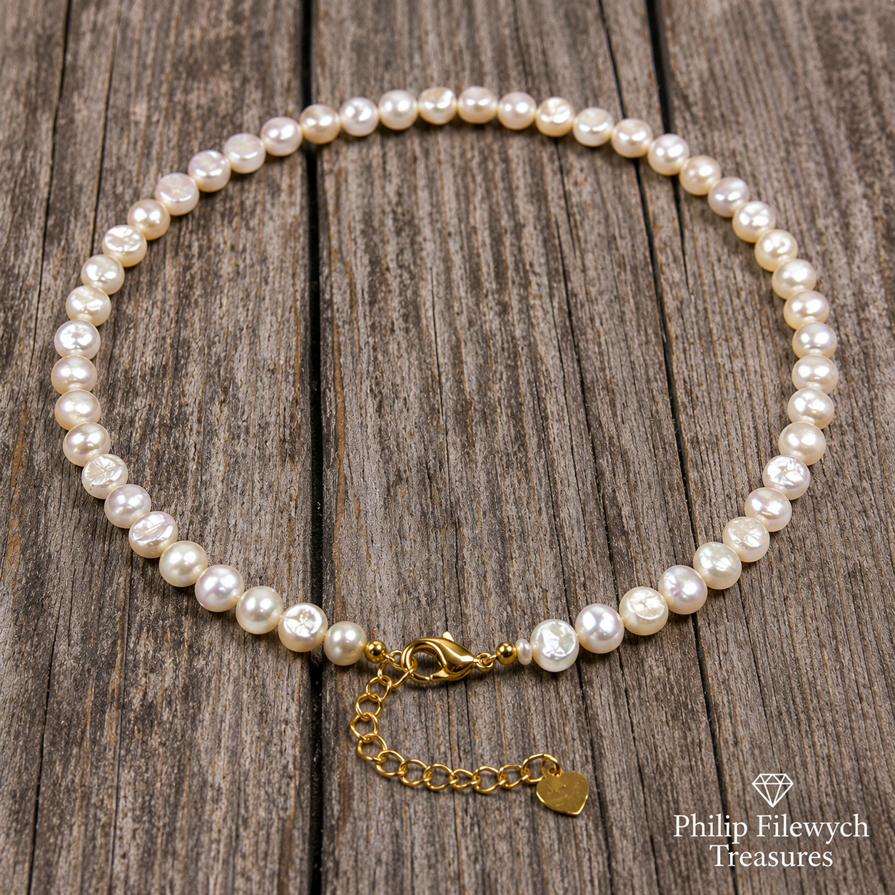 Pearl-27--AA Freshwater White Pearl Choker Necklace 36cm