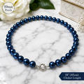 Pearl-30--Blue 10mm Akoya Cultured Shell Pearl Choker Necklace 45cm Women's Fashion Jewelry Gift
