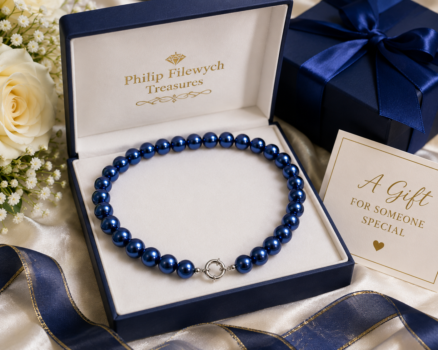 Pearl-30--Blue 10mm Akoya Cultured Shell Pearl Choker Necklace 45cm Women's Fashion Jewelry Gift
