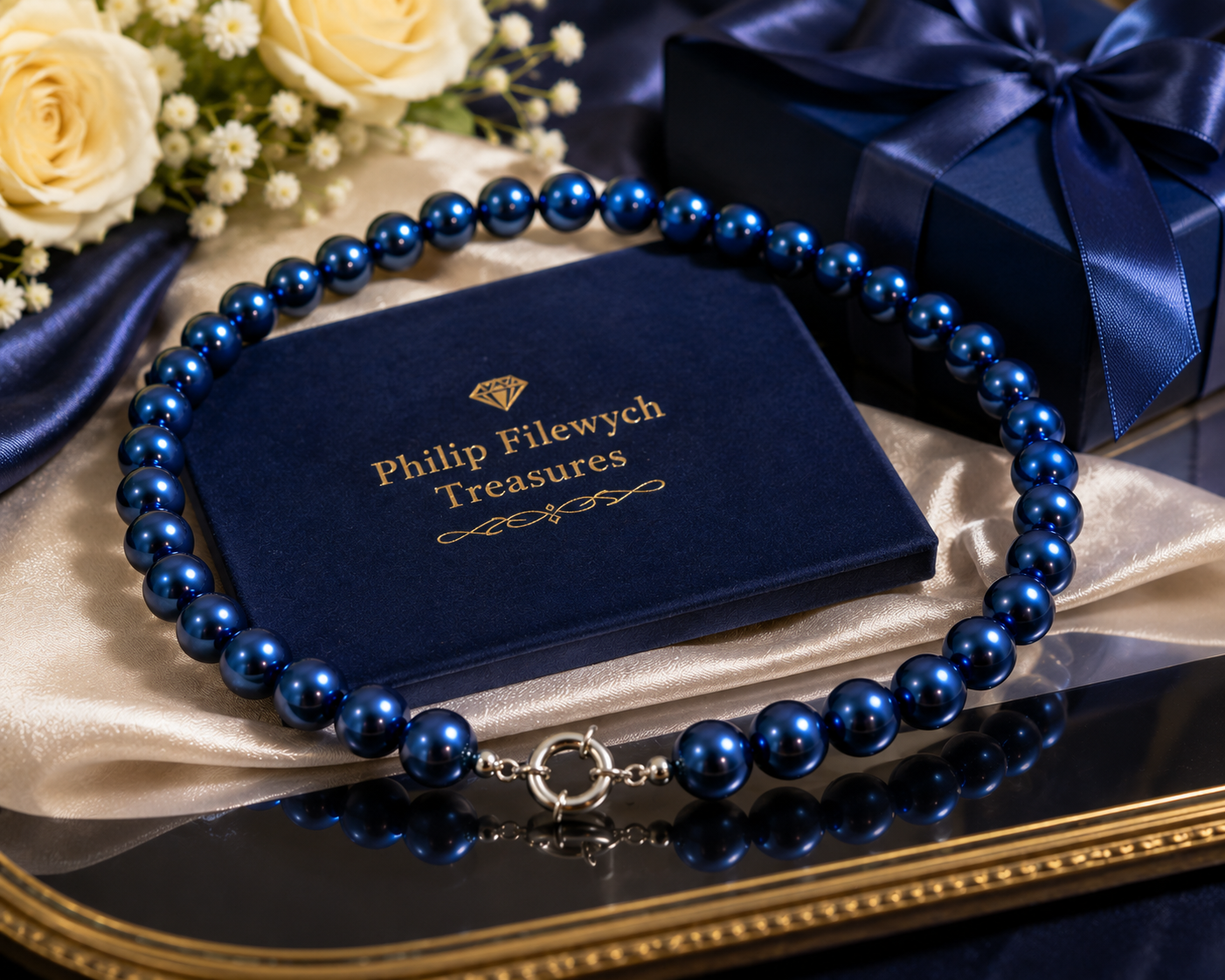 Pearl-30--Blue 10mm Akoya Cultured Shell Pearl Choker Necklace 45cm Women's Fashion Jewelry Gift