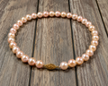 Pearl-31--AAAA 10–11mm Pink Akoya Pearl Necklace 18" 14K Gold Clasp CMA Certificate