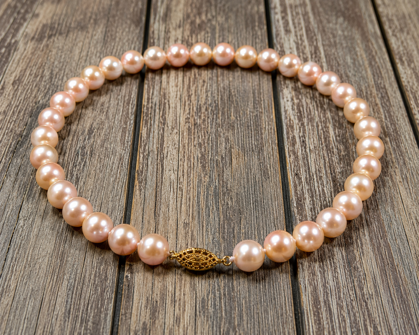 Pearl-31--AAAA 10–11mm Pink Akoya Pearl Necklace 18" 14K Gold Clasp CMA Certificate