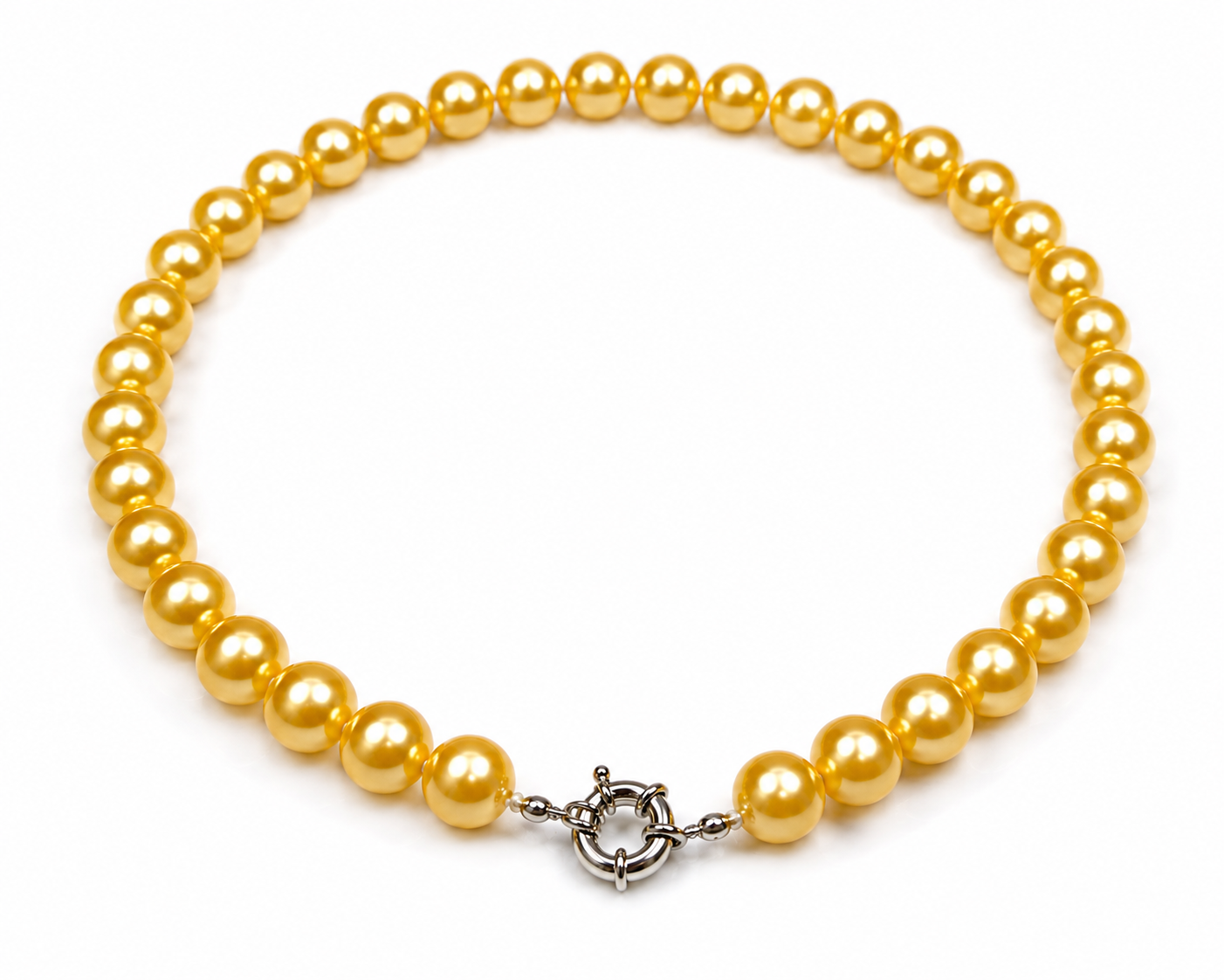 Pearl-32--Gold Akoya Cultured Shell Pearl Necklace – 10mm | 18" Elegant Women's Choker