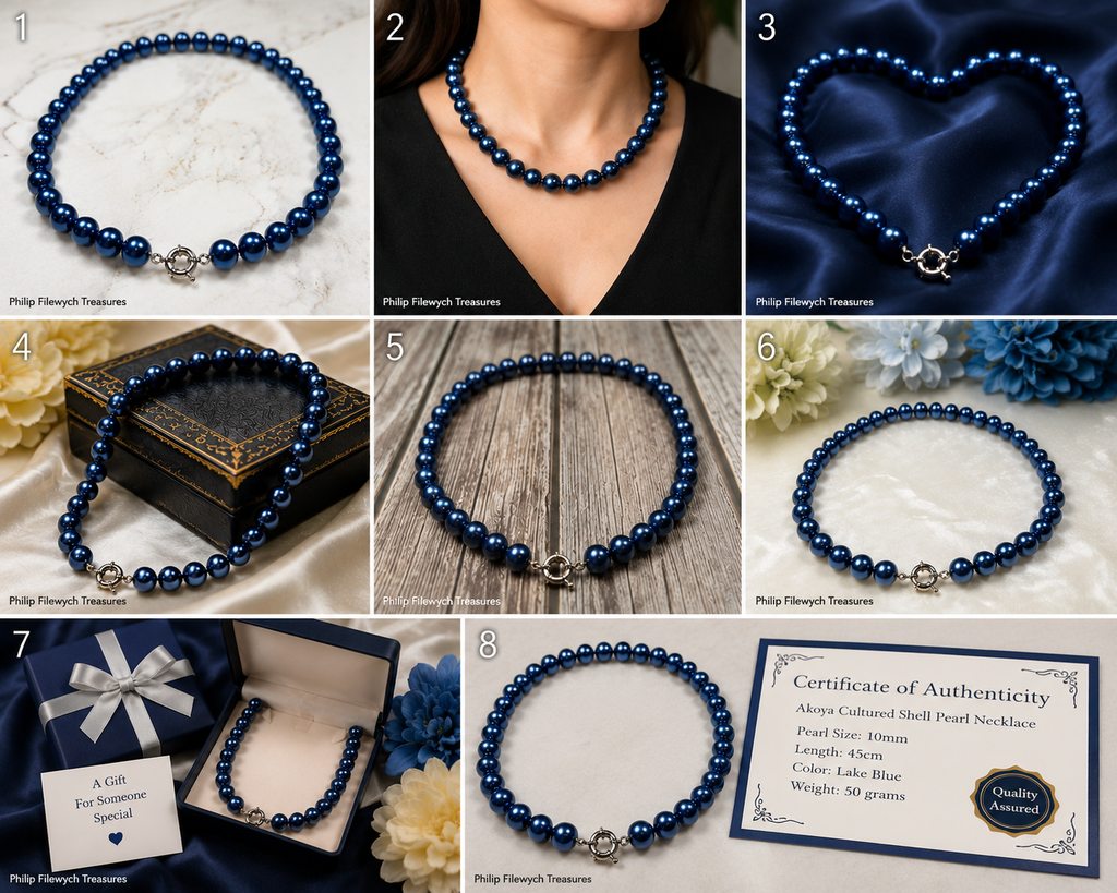 Pearl-33--Lake Blue Akoya Shell Pearl Necklace 45cm