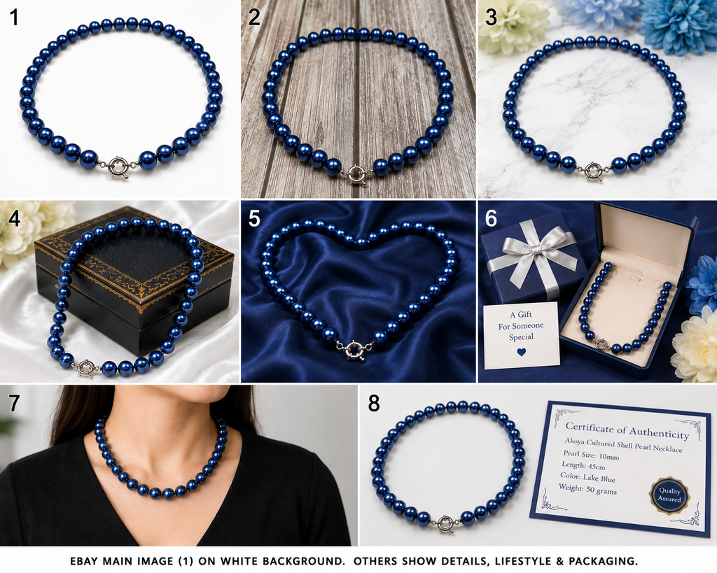 Pearl-33--Lake Blue Akoya Shell Pearl Necklace 45cm