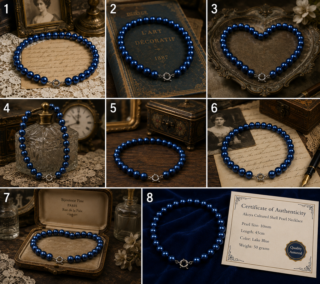 Pearl-33--Lake Blue Akoya Shell Pearl Necklace 45cm
