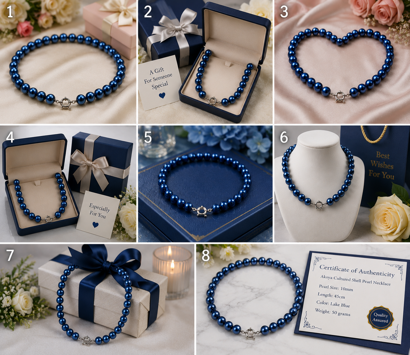 Pearl-33--Lake Blue Akoya Shell Pearl Necklace 45cm