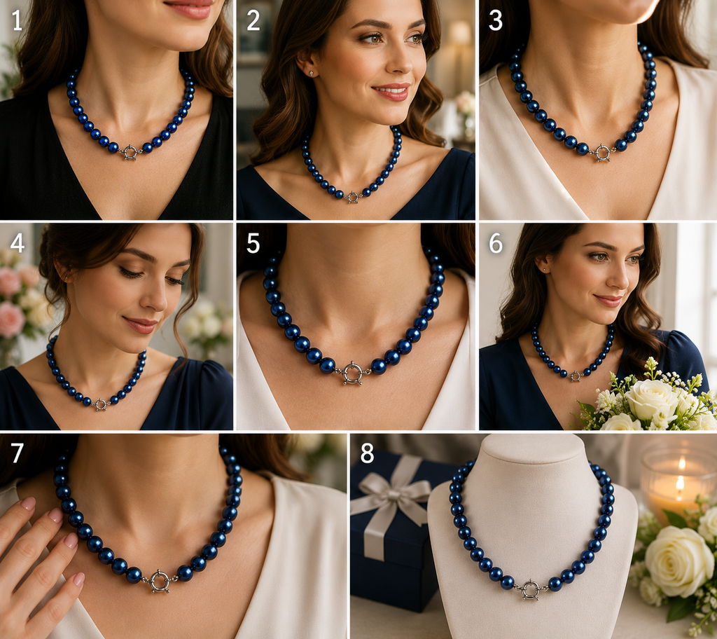Pearl-33--Lake Blue Akoya Shell Pearl Necklace 45cm