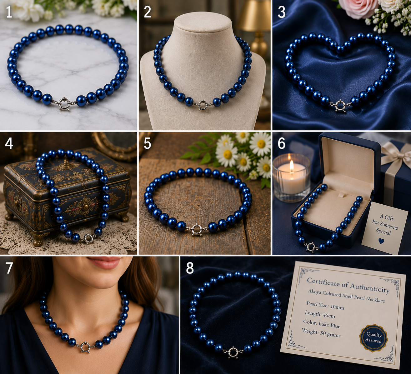 Pearl-33--Lake Blue Akoya Shell Pearl Necklace 45cm