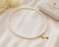 Pearl-36--White Freshwater Pearl Choker Necklace 5-6mm Baroque Pearls 34cm High Luster Pearl Necklace