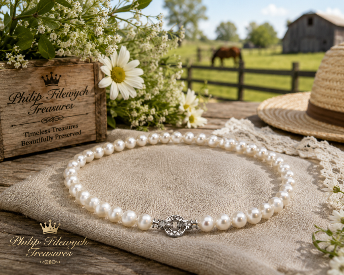 Pearl-37--AAAA 8–9mm Japanese Akoya Pearl Necklace 16" 925 Sterling Silver Clasp RWBUY Certified