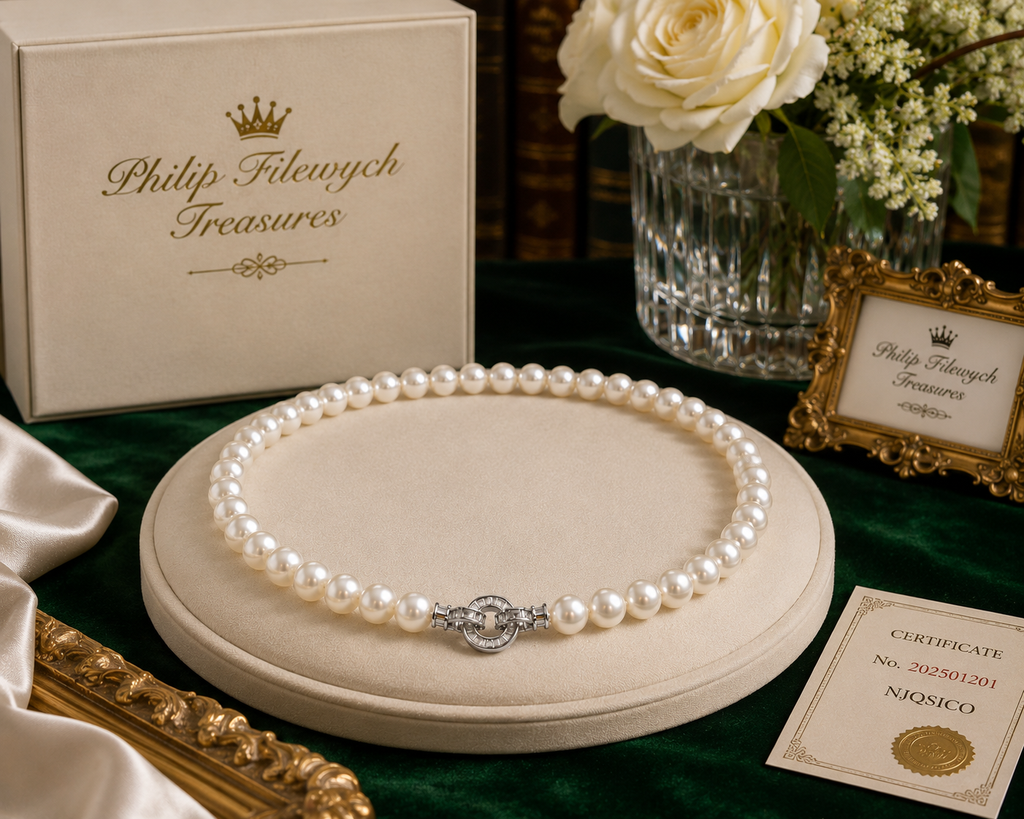 Pearl-37--AAAA 8–9mm Japanese Akoya Pearl Necklace 16" 925 Sterling Silver Clasp RWBUY Certified