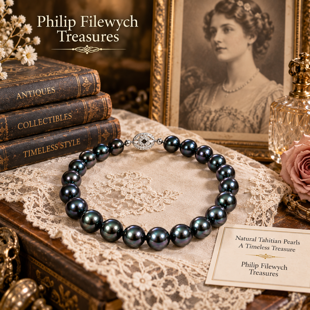 Pearl-42--AAAA Tahitian Black Pearl Necklace 11-12mm 18in High Luster 925 Clasp Certificate
