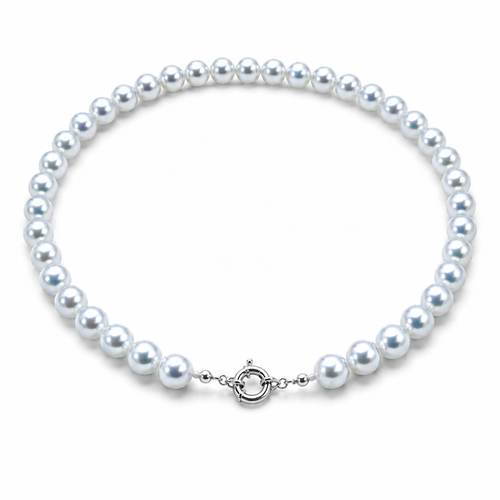 8–9mm Light Blue Cultured Shell Pearl Necklace 18" 45cm Women's Classic Jewelry