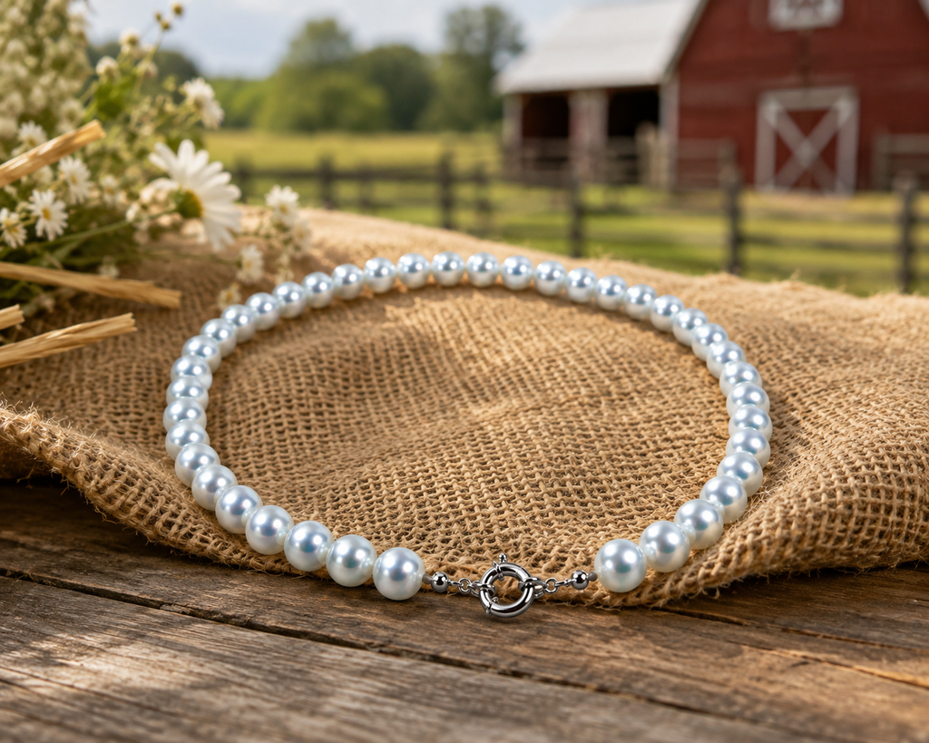 8–9mm Light Blue Cultured Shell Pearl Necklace 18" 45cm Women's Classic Jewelry