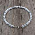 8–9mm Light Blue Cultured Shell Pearl Necklace 18" 45cm Women's Classic Jewelry