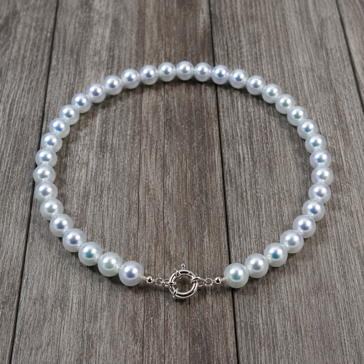 8–9mm Light Blue Cultured Shell Pearl Necklace 18" 45cm Women's Classic Jewelry