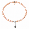 Pearl-48--Dainashi Pink Freshwater Pearl Necklace 18in AAAA Natural Pink Pearls 925 Sterling Silver