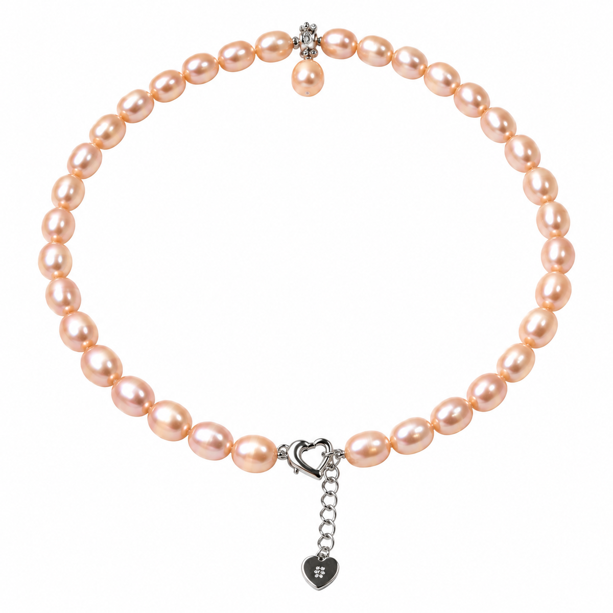 Pearl-48--Dainashi Pink Freshwater Pearl Necklace 18in AAAA Natural Pink Pearls 925 Sterling Silver