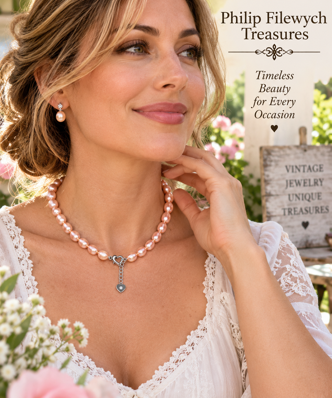 Pearl-48--Dainashi Pink Freshwater Pearl Necklace 18in AAAA Natural Pink Pearls 925 Sterling Silver
