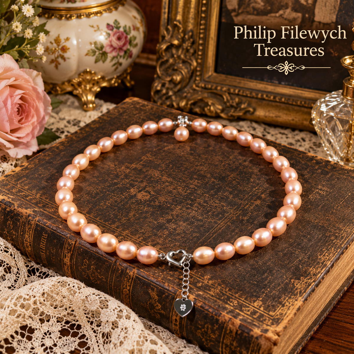 Pearl-41--Black Freshwater Pearl Necklace 7–8mm Round High-Luster Sterling Silver Clasp 35g