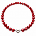 Pearl-49--10mm Red-Rust Cultured Shell Pearl Necklace 18" – Round High-Luster Classic Pearl Jewelry