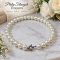 Pearl-50--Pearl Necklace 10mm 18in – White Shell Pearls – Classic Round Beaded Necklace – Silver-Tone Clasp