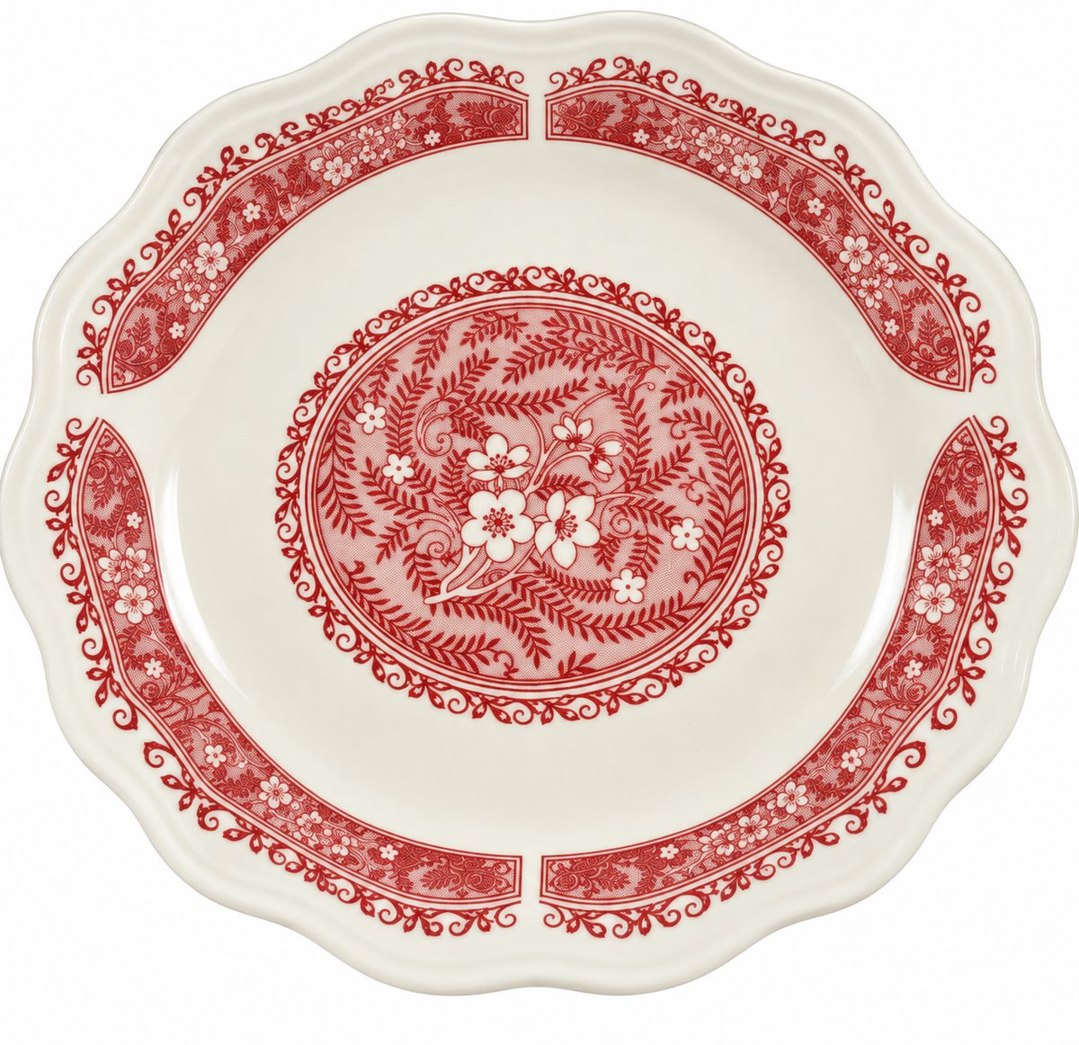 Plate-07--Vintage Syracuse China Strawberry Hill 9" Plate Pink Red Floral Restaurant Ware USA