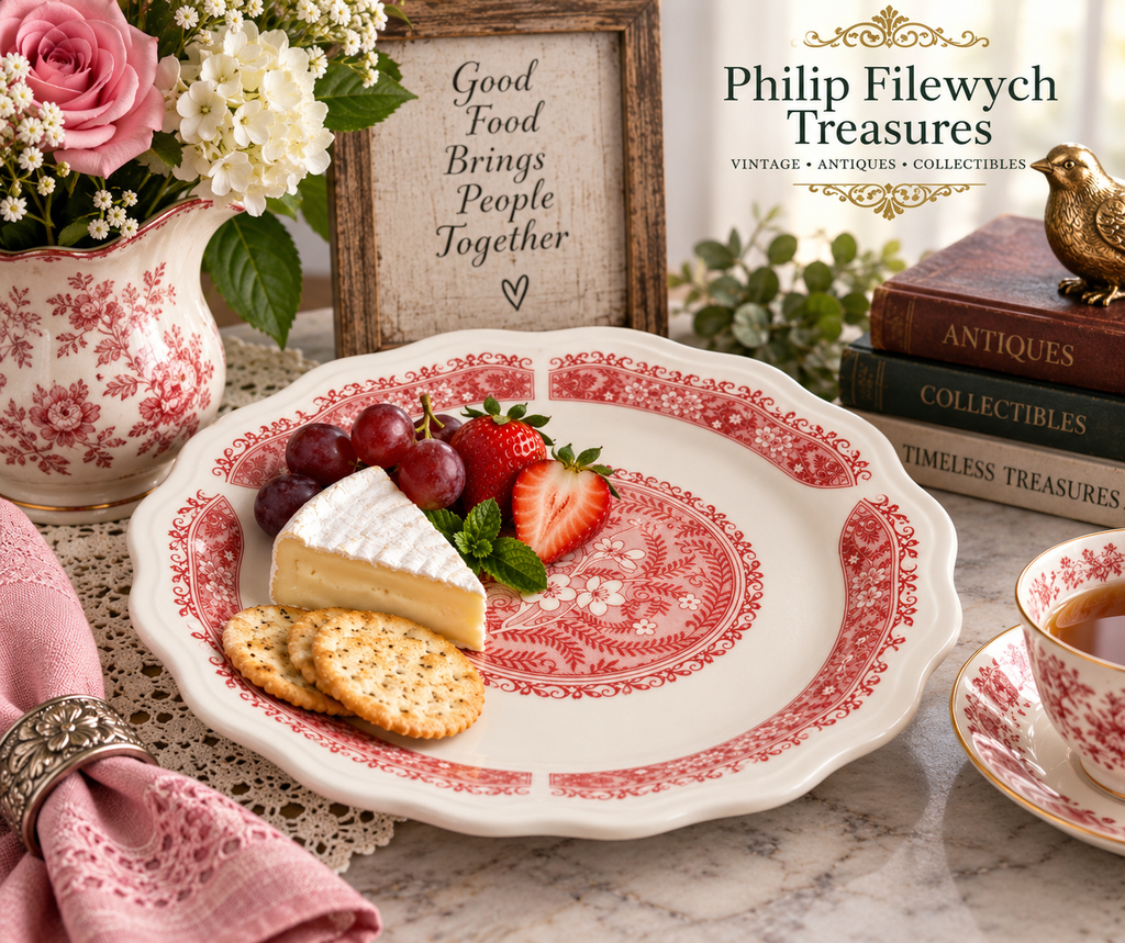 Plate-07--Vintage Syracuse China Strawberry Hill 9" Plate Pink Red Floral Restaurant Ware USA