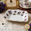 RA-Sweet-V--Royal Albert Sweet Violets Bone China Sweet Meat Tidbit Dish Made in England Floral Gold Edge