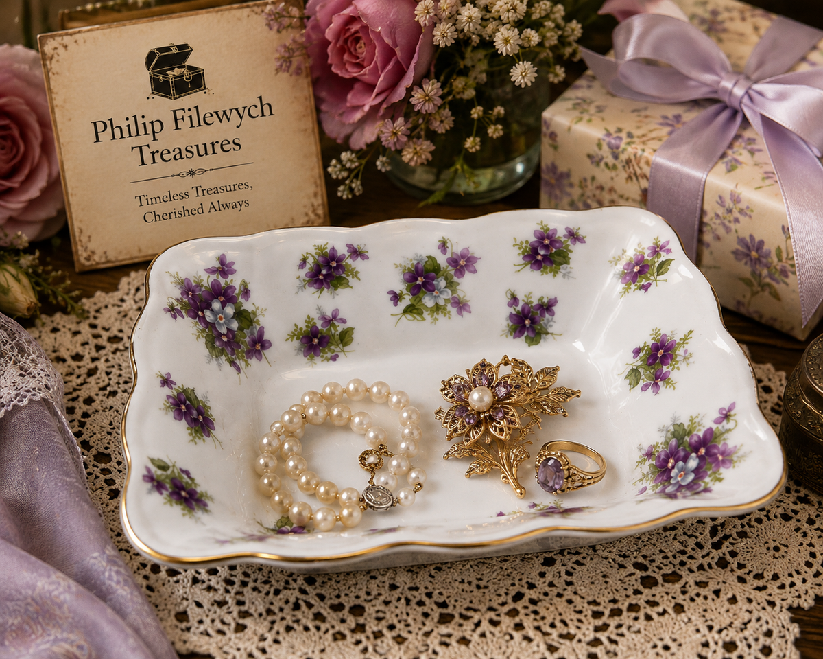RA-Sweet-V--Royal Albert Sweet Violets Bone China Sweet Meat Tidbit Dish Made in England Floral Gold Edge