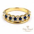 Ring-43A--Vintage Gold Plated Blue & Clear CZ Ring – Size 7