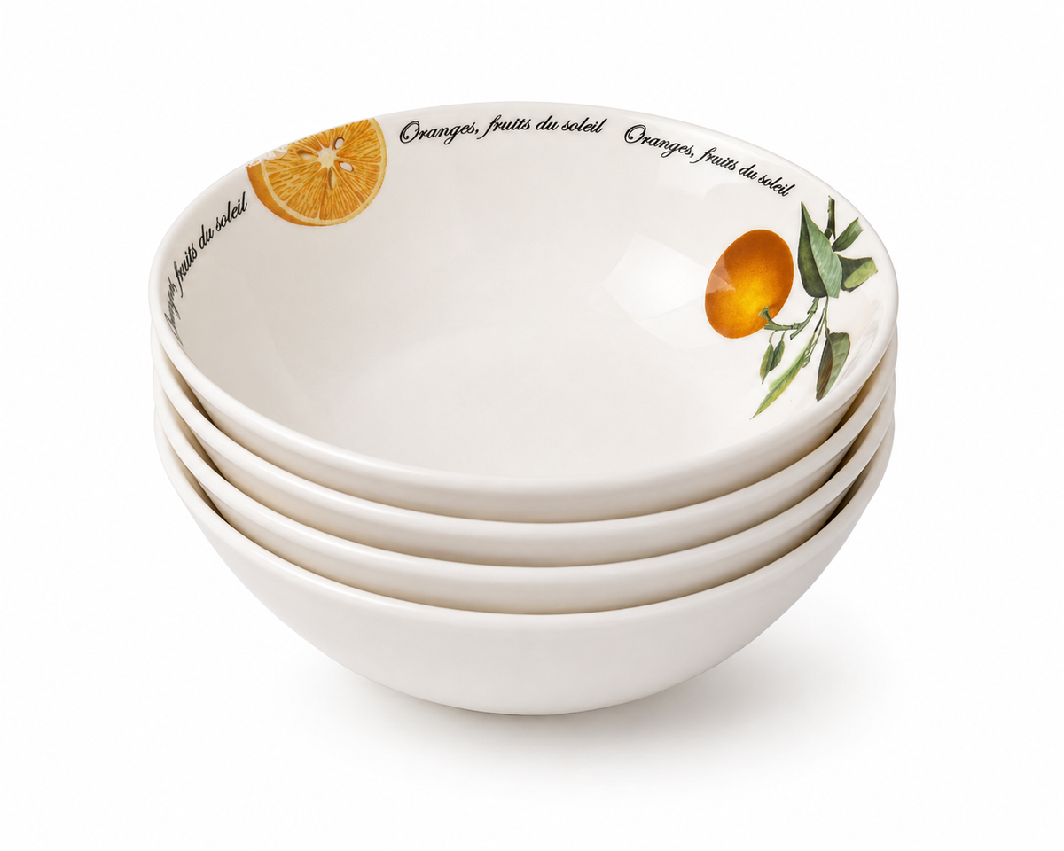 SB-01--Queen’s Fruits du Soleil Fine Bone China Bowls Set of 4 – Orange Fruit Pattern