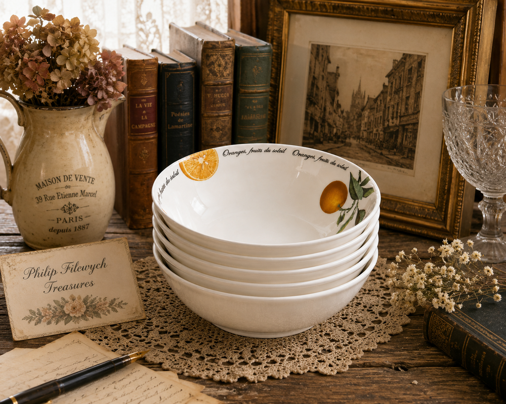 SB-01--Queen’s Fruits du Soleil Fine Bone China Bowls Set of 4 – Orange Fruit Pattern