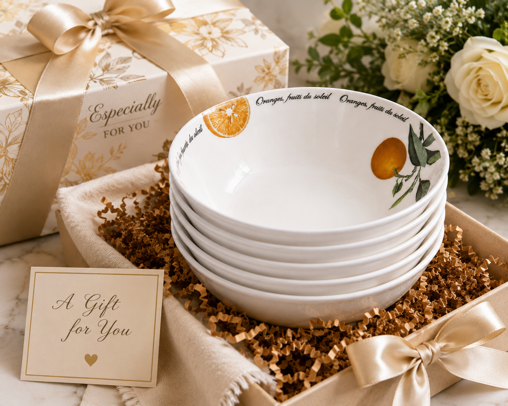 SB-01--Queen’s Fruits du Soleil Fine Bone China Bowls Set of 4 – Orange Fruit Pattern
