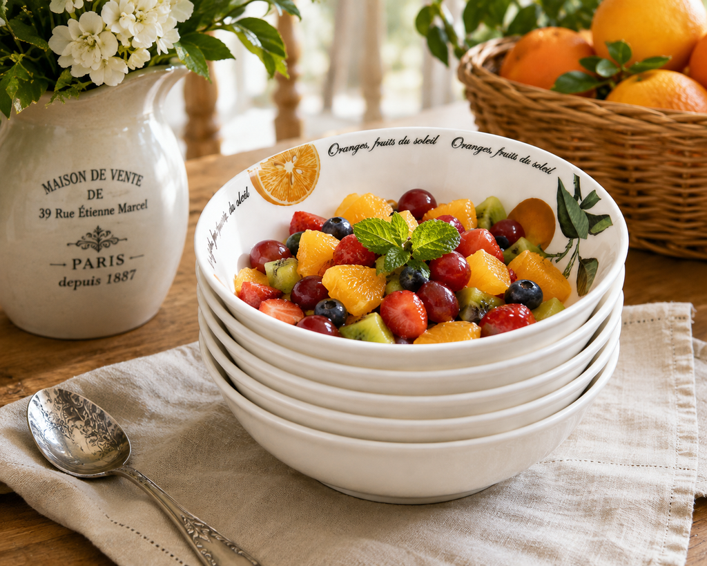 SB-01--Queen’s Fruits du Soleil Fine Bone China Bowls Set of 4 – Orange Fruit Pattern