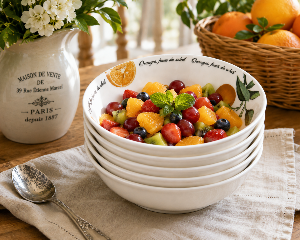 SB-01--Queen’s Fruits du Soleil Fine Bone China Bowls Set of 4 – Orange Fruit Pattern