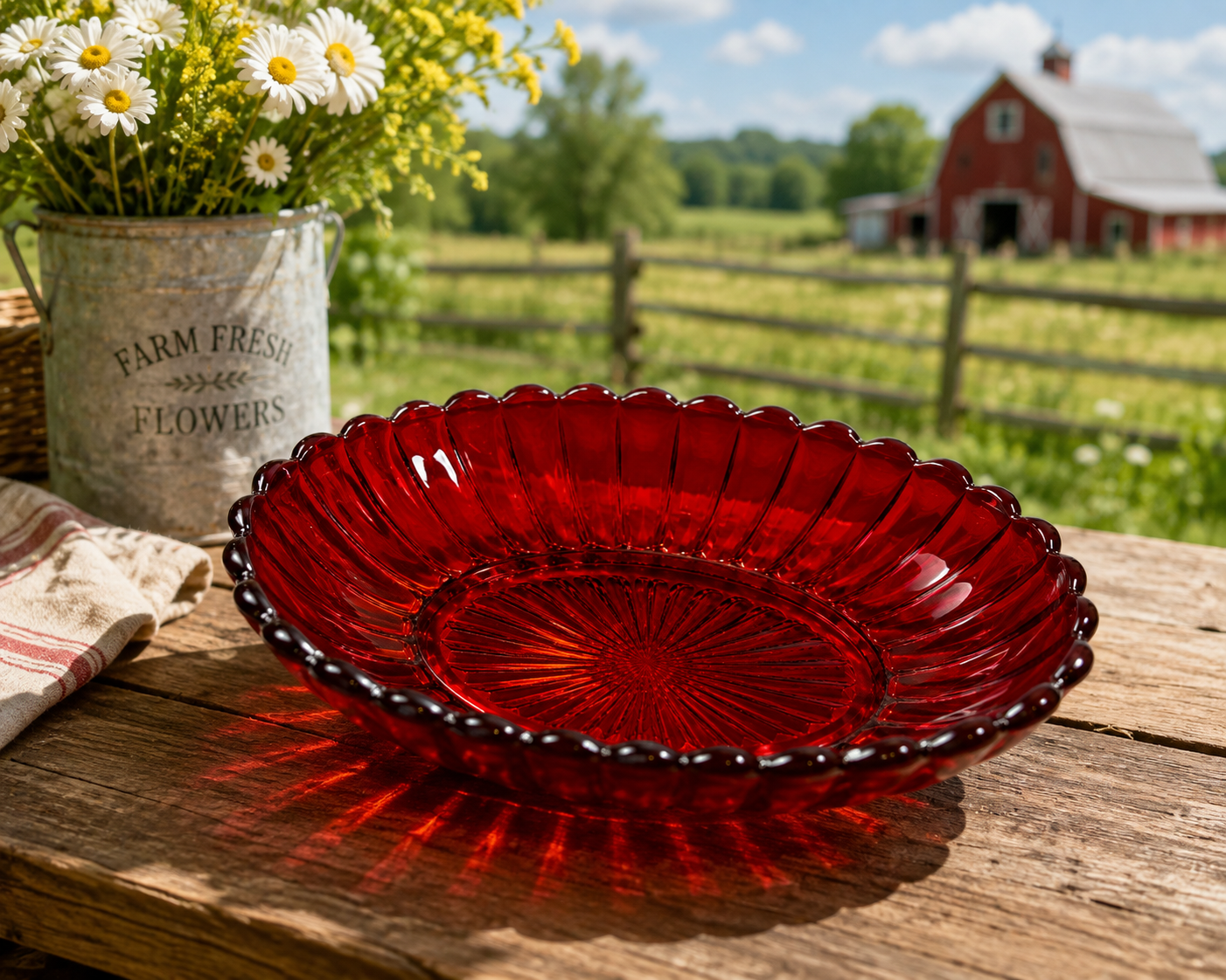 SB-20--Vintage Imperial Glass Ruby Red Pillar Flute Oval Relish Bowl – 1940s–1950s