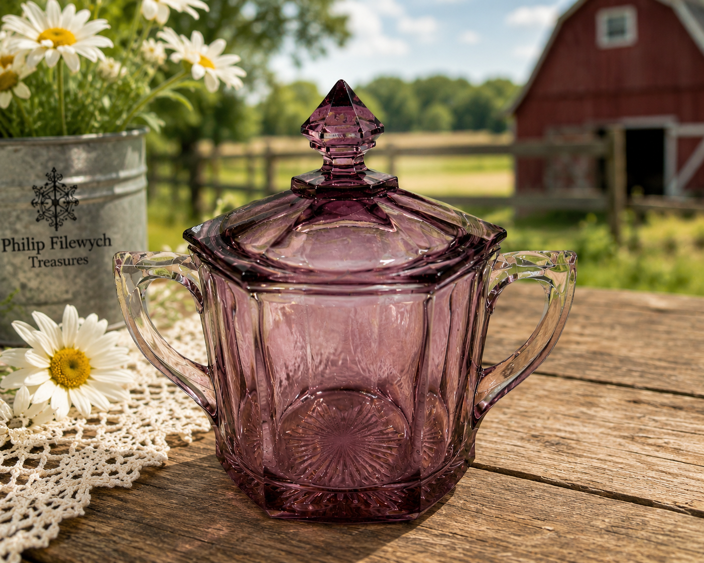 SB-54--Vintage Jeannette Cube/Cubist Pink Depression Glass Covered Sugar Bowl – Art Deco c. 1929–1933