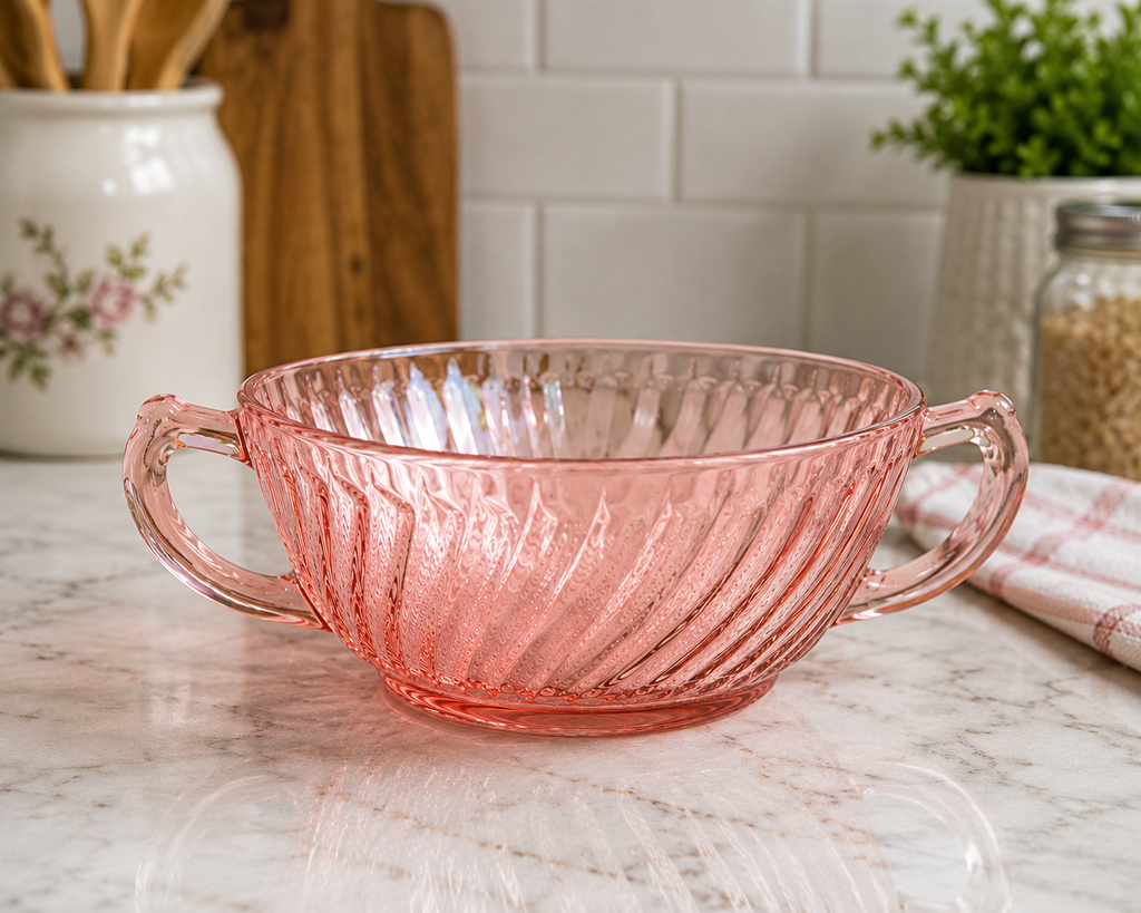 SA-10--Vintage Pink Etched Depression Glass Saucers – Set of 6