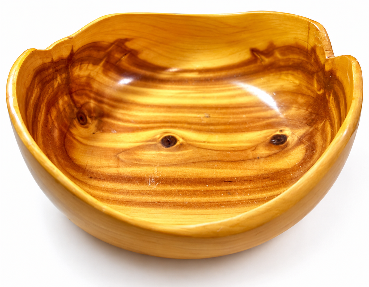 SB-80 hand-carved wooden salad bowl, 2.75 inches high, made in USA
