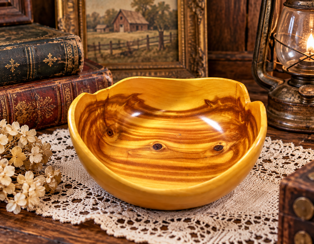 SB-80-- Vintage Hand-Carved Wooden Salad Bowl – Jake’s Woodcrafts Handmade USA